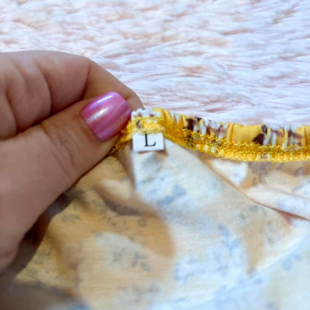 Yellow Floral Cottage Fairy Core Whimsical Feminine Earthy Boho Halter Dress‎ - Picture 6 of 6